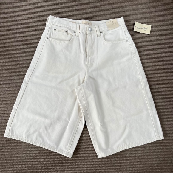 Universal Thread Pants - Universal Thread Womens High Rise Long Shorts White Denim Relaxed Fit Size 8 NWT